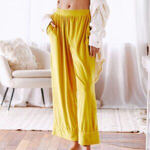 NWT Anthropologie Gold Velvety Elastic Waist Trousers in Women's X-Large